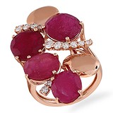 Женское золотое кольцо с бриллиантами и рубинами, 1668322