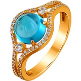 Женское золотое кольцо с куб. циркониями и топазом, 1713890