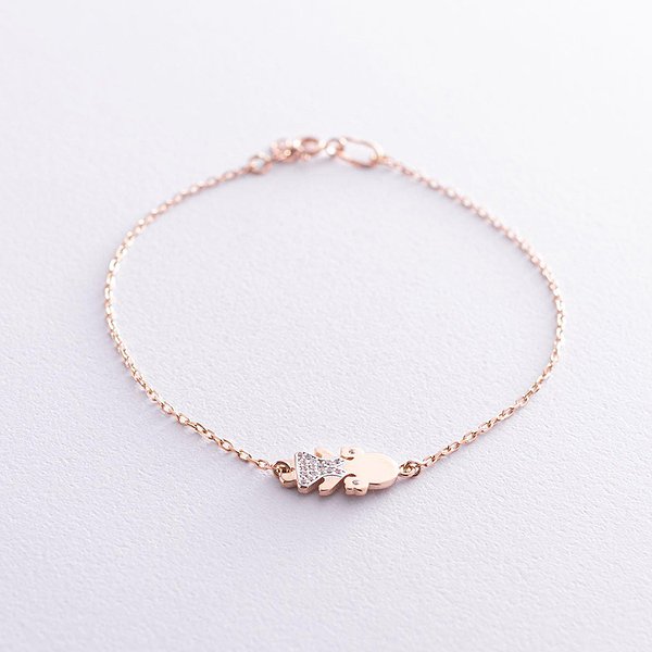 Женский золотой браслет с куб. циркониями