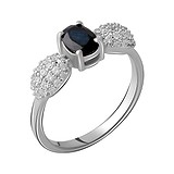 Женское серебряное кольцо с куб. циркониями и сапфиром) ?>