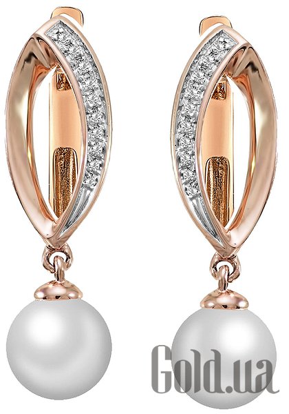 

Серьги с подвесками Lurie Jewelry, Золотые серьги с бриллиантами и жемчугом