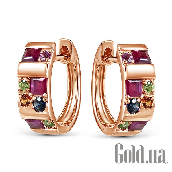 

Серьги-кольца Lurie Jewelry, Золотые серьги с сапфирами, рубинами и цаворитами