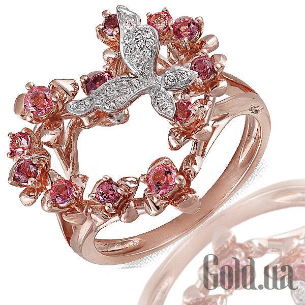 

Кольцо Lurie Jewelry, Золотое кольцо с бриллиантами, гранатами и топазами