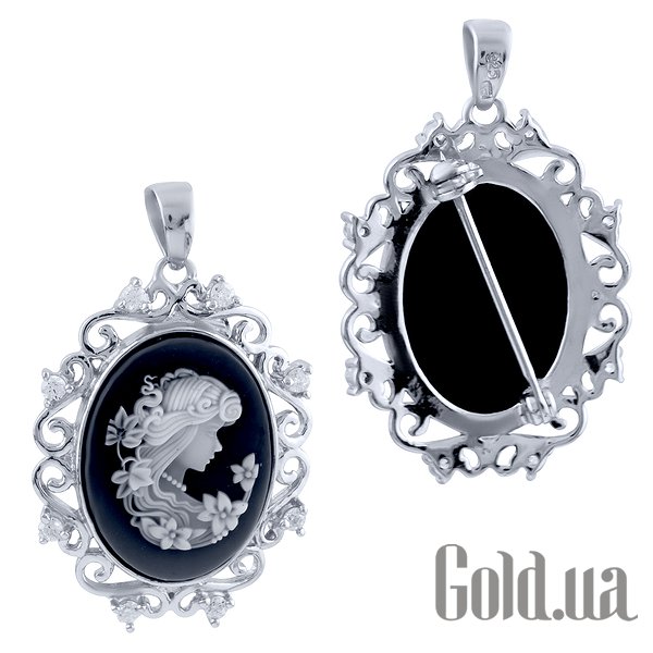 

Женские кулоны Fresh Jewelry, Серебряный кулон-брошь с куб. циркониями, перламутром и эмалью