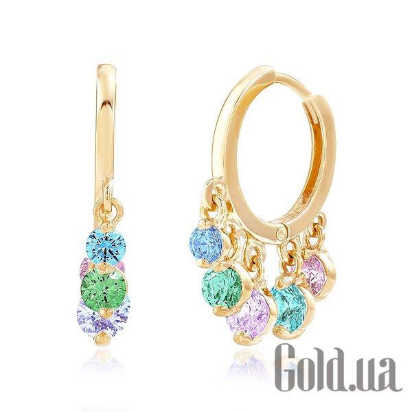 

Серьги с подвесками Украина, Золотые серьги с цирконием Swarovski Zirconia