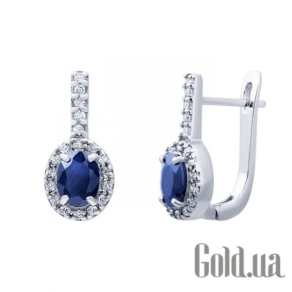 

Серьги Lurie Jewelry, Серебряные серьги с сапфирами и куб. циркониями