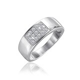 Серебряное обручальное кольцо с куб. циркониями, 1525475