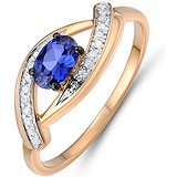 Женское золотое кольцо с бриллиантами и сапфиром, 1603555