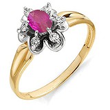 Женское золотое кольцо с бриллиантами и рубином, 1612259