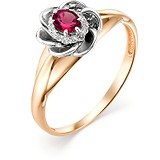 Женское золотое кольцо с бриллиантами и рубином, 1615331