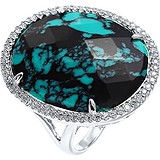 Женское серебряное кольцо с куб. циркониями и агатом, 1650659
