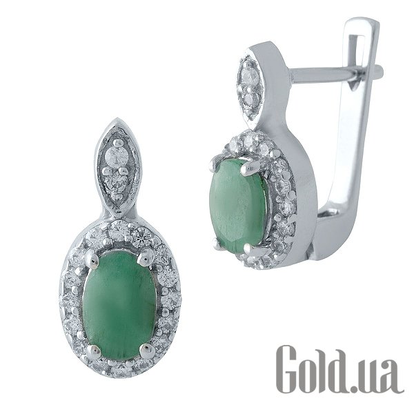 

Серьги Fresh Jewelry, Серебряные серьги с изумрудами и куб. циркониями
