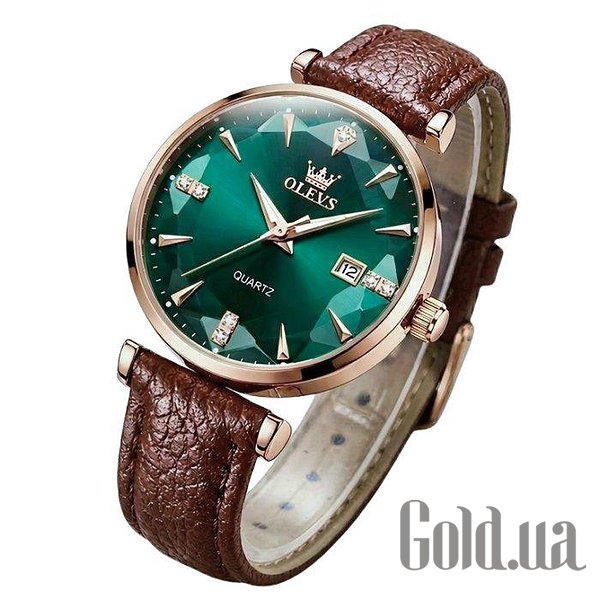 Olevs Жіночий годинник Diamond Leather Brown 3963 bt3963