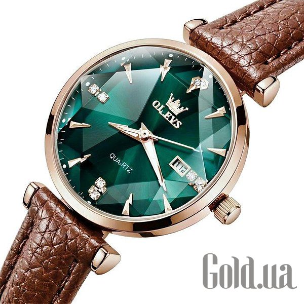 Olevs Жіночий годинник Diamond Leather Brown 3963 bt3963 – зображення 2