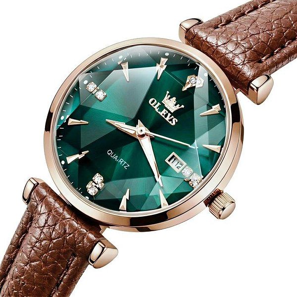Olevs Жіночий годинник Diamond Leather Brown 3963 bt3963 – зображення 2