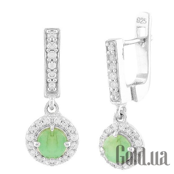 

Серьги с подвесками Fresh Jewelry, Серебряные серьги с изумрудами и куб. циркониями