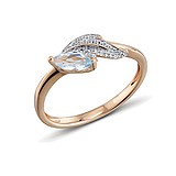 Женское золотое кольцо с бриллиантами и топазом, 1551076
