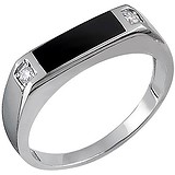 Мужское серебряное кольцо с куб. циркониями и ониксом, 1604068