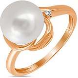 Женское золотое кольцо с бриллиантом и культив. жемчугом, 1639908