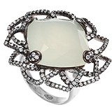 Женское серебряное кольцо с куб. циркониями и жадеитом, 1651172