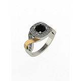 Женское серебряное кольцо с куб. циркониями и вставками из золота, 1688548