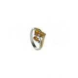 Женское серебряное кольцо с куб. циркониями и вставками из золота, 1709284