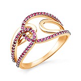 Женское золотое кольцо с синт. рубинами, 1514469