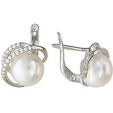 Срібні сережки з культів. перлами і куб. цирконіями, 1610213