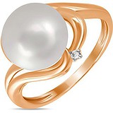 Женское золотое кольцо с бриллиантом и культив. жемчугом, 1639909