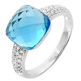 Женское золотое кольцо с бриллиантами и топазом, 1713893