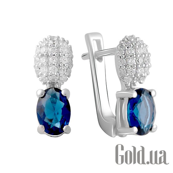 

Серьги Fresh Jewelry, Серебряные серьги с куб. циркониями и синт. сапфирами