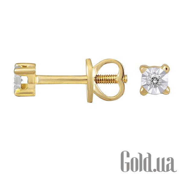 

Серьги-гвоздики Lurie Jewelry, Золотые серьги 750 пробы с бриллиантами