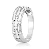 Серебряное обручальное кольцо с куб. циркониями, 701157