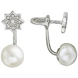 Срібні сережки з прісн. перлами і куб. цирконіями, 1531622
