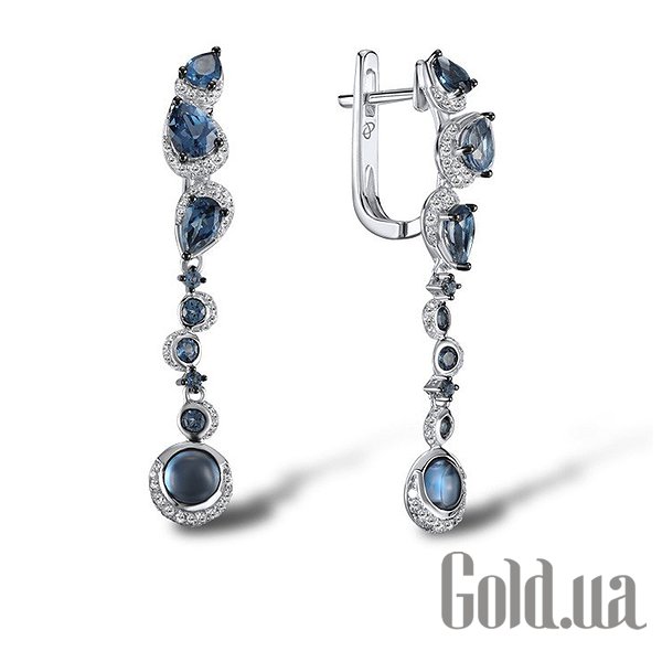 

Серьги с подвесками Lurie Jewelry, Золотые серьги с бриллиантами и топазами
