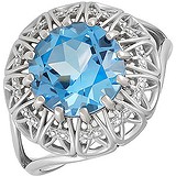Женское серебряное кольцо с топазом  куб. циркониями, 1609446