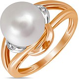 Женское золотое кольцо с бриллиантами и культив. жемчугом, 1639910