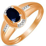Женское золотое кольцо с бриллиантами и сапфиром, 1700838