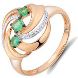 Женское золотое кольцо с бриллиантами и изумрудами, 1705702