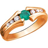 Женское золотое кольцо с бриллиантами и изумрудом, 1712102