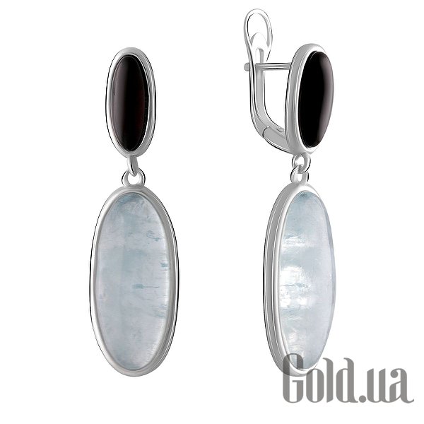 

Серьги с подвесками Fresh Jewelry, Серебряные серьги с аквамаринами и ониксами