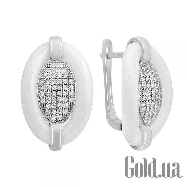 

Серьги Fresh Jewelry, Серебряные серьги с куб. циркониями и керамикой
