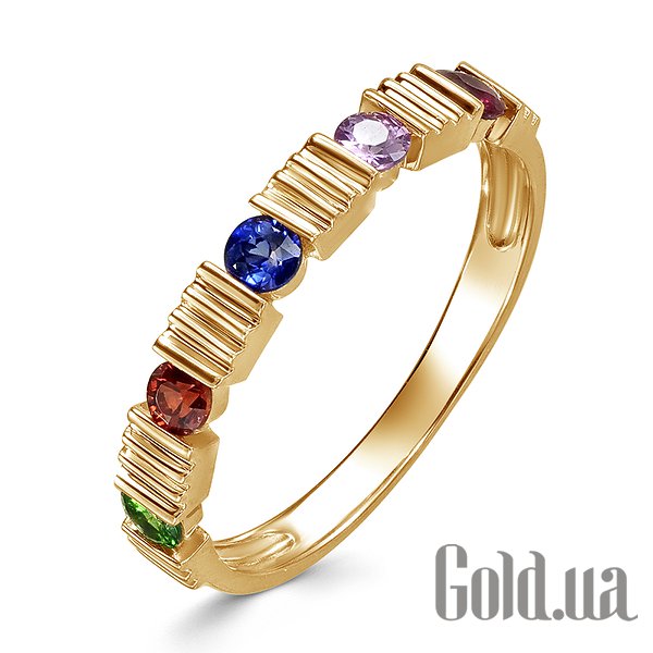 

Кольцо Lurie Jewelry, Женское золотое кольцо с сапфирами, рубином и цаворитом, 17