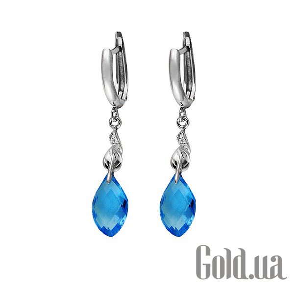 

Серьги с подвесками Lurie Jewelry, Золотые серьги с бриллиантами и топазами