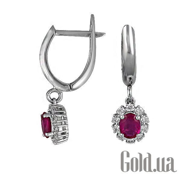 

Серьги с подвесками Lurie Jewelry, Золотые серьги с бриллиантами и рубинами