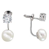 Срібні сережки з прісн. перлами і куб. цирконіями, 1531623