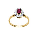 Женское золотое кольцо с бриллиантами и рубином, 1547751