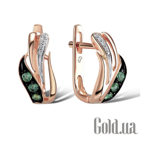 

Серьги Lurie Jewelry, Золотые серьги с бриллиантами и изумрудами