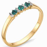 Женское золотое кольцо с бриллиантами и изумрудами, 1554151