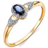 Женское золотое кольцо с бриллиантами и сапфиром, 1602791